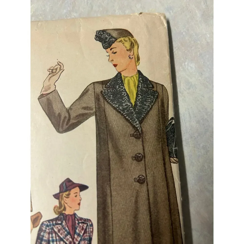 Vintage 30-s-40's Simplicity‎ Pattern #4439 Women's Coat Size 42 HTF RARE